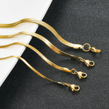Stainless Steel Snake Blade Necklace Golden Flat Chain Jewelry