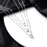 3 Pcs Gold Simple Multilayered Heart Pendant Necklace For Girls