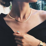 Fashion Vintage Snake Chain Necklace Men Women Unisex Collar Choker Gold Silver Color Flat Snake Chain Necklace Trendy Jewelry