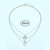 3 Pcs Gold Simple Multilayered Heart Pendant Necklace For Girls