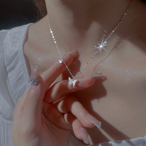 Korean Silver Color Cute White Dove Necklace for Women Fashion Simple Temperament Zircon Clavicle Chain Necklace Jewlery